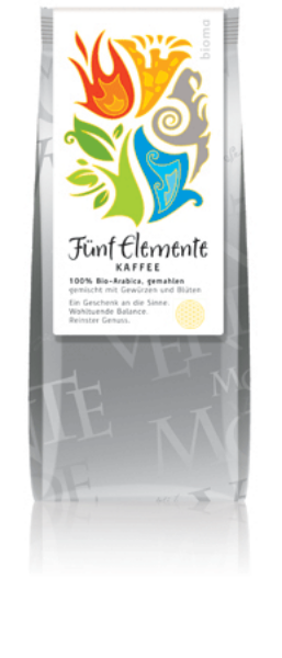 Bild von Fünf Elemente Kaffee, 250g gemahlen, 100%Arabica M.H.D.: Ende März 2025